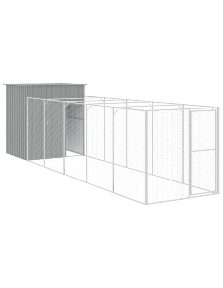 Casetta Cani Corsa Grigio Chiaro 165x659x181 cm Acciaio Zincato