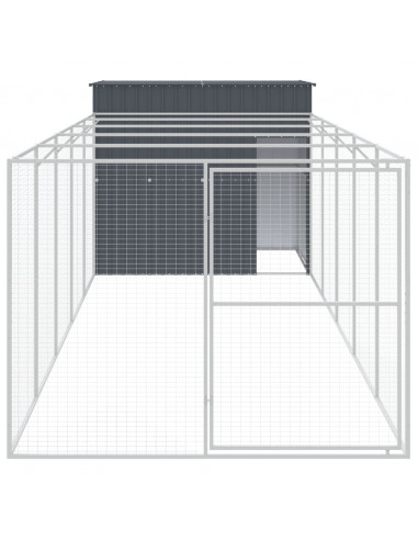 Casetta Cani con Corsa Antracite 214x661x181 cm Acciaio Zincato
