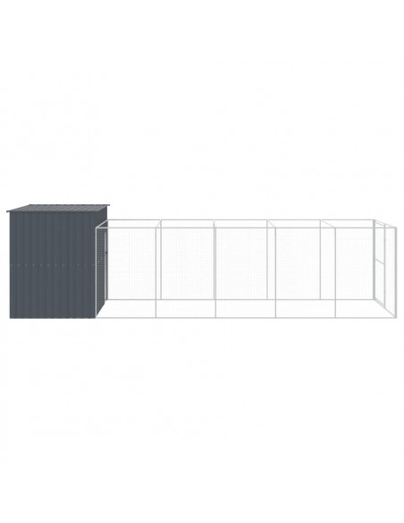 Casetta Cani con Corsa Antracite 214x661x181 cm Acciaio Zincato