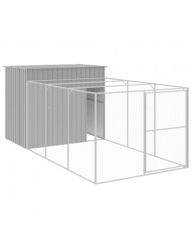 Casetta Cani Corsa Grigio Chiaro 214x457x181 cm Acciaio Zincato