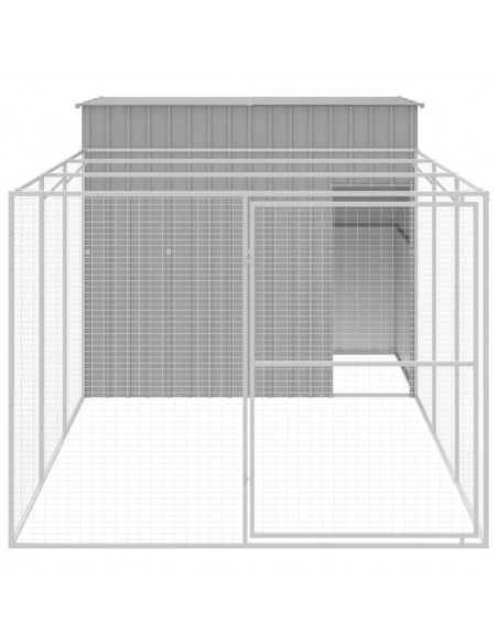Casetta Cani Corsa Grigio Chiaro 214x457x181 cm Acciaio Zincato