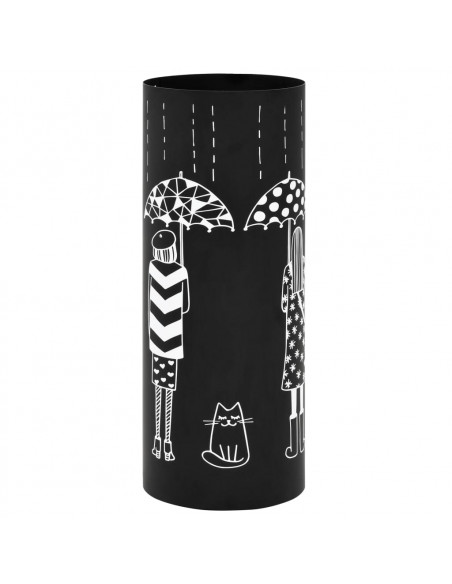Porta Ombrelli con Disegni di Ragazze in Acciaio Nero