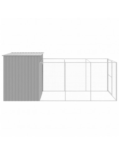 Casetta Cani Corsa Grigio Chiaro 214x457x181 cm Acciaio Zincato