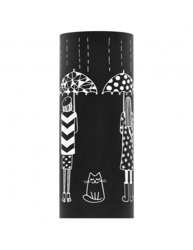 Porta Ombrelli con Disegni di Ragazze in Acciaio Nero