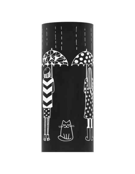 Porta Ombrelli con Disegni di Ragazze in Acciaio Nero