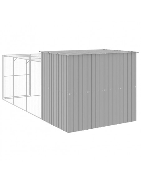 Casetta Cani Corsa Grigio Chiaro 214x457x181 cm Acciaio Zincato