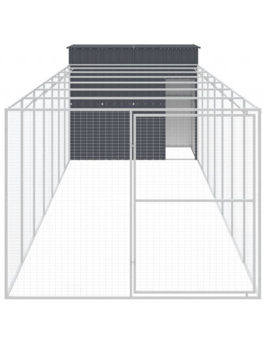 Casetta Cani con Corsa Antracite 214x865x181 cm Acciaio Zincato