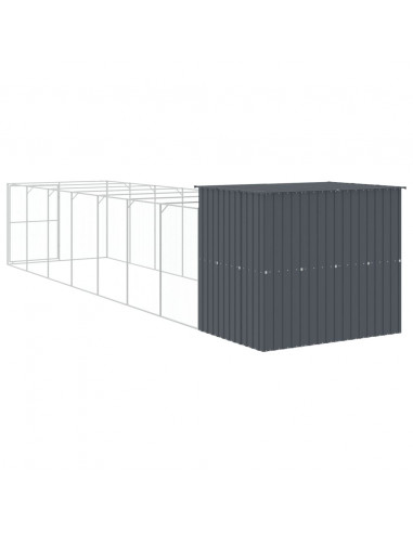 Casetta Cani con Corsa Antracite 214x865x181 cm Acciaio Zincato