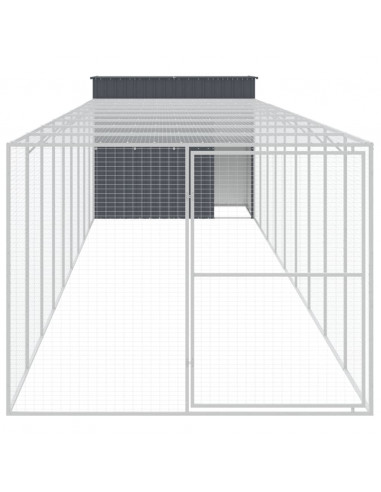 Casetta Cani con Corsa Antracite 214x1069x181cm Acciaio Zincato