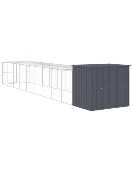 Casetta Cani con Corsa Antracite 214x1069x181cm Acciaio Zincato