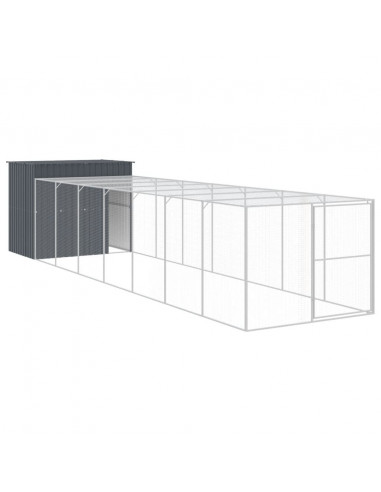 Casetta Cani con Corsa Antracite 214x865x181 cm Acciaio Zincato