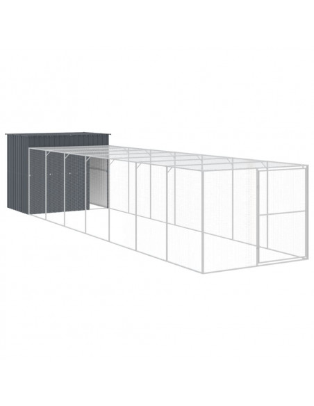Casetta Cani con Corsa Antracite 214x865x181 cm Acciaio Zincato