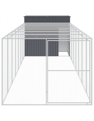 Casetta Cani con Corsa Antracite 214x865x181 cm Acciaio Zincato