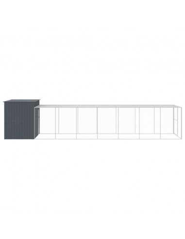Casetta Cani con Corsa Antracite 214x865x181 cm Acciaio Zincato