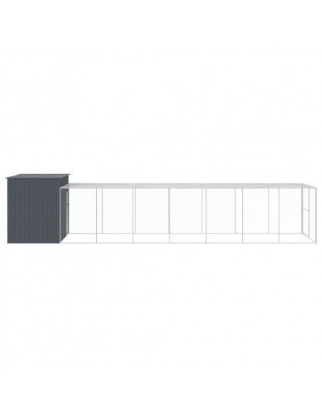 Casetta Cani con Corsa Antracite 214x865x181 cm Acciaio Zincato
