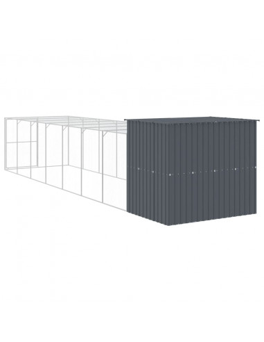 Casetta Cani con Corsa Antracite 214x865x181 cm Acciaio Zincato