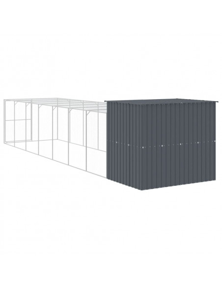 Casetta Cani con Corsa Antracite 214x865x181 cm Acciaio Zincato