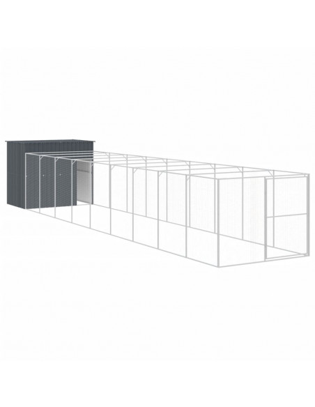 Casetta Cani con Corsa Antracite 214x1069x181cm Acciaio Zincato