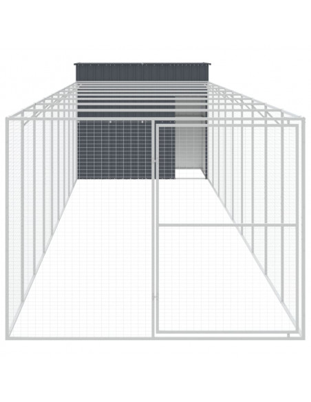 Casetta Cani con Corsa Antracite 214x1069x181cm Acciaio Zincato