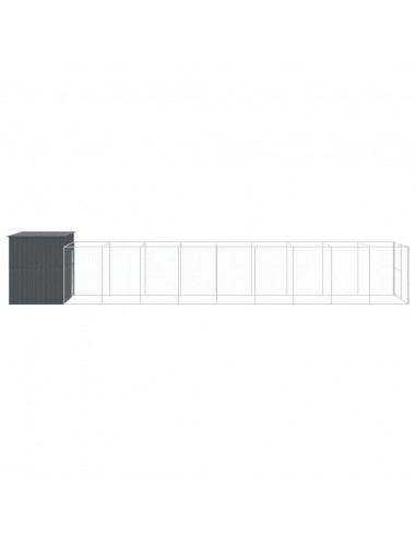 Casetta Cani con Corsa Antracite 214x1069x181cm Acciaio Zincato