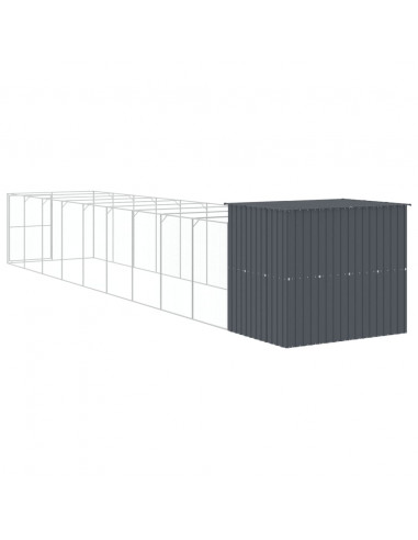 Casetta Cani con Corsa Antracite 214x1069x181cm Acciaio Zincato