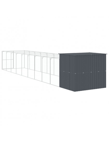 Casetta Cani con Corsa Antracite 214x1069x181cm Acciaio Zincato