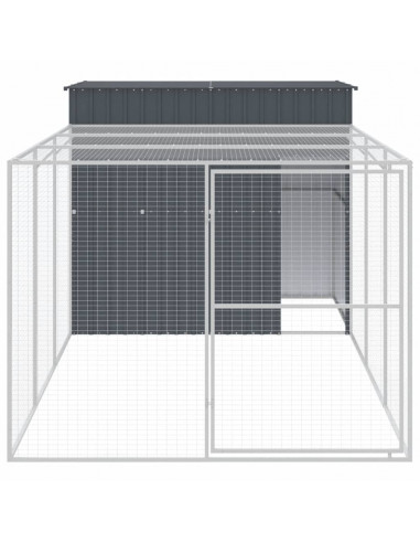 Casetta Cani con Corsa Antracite 214x457x181 cm Acciaio Zincato