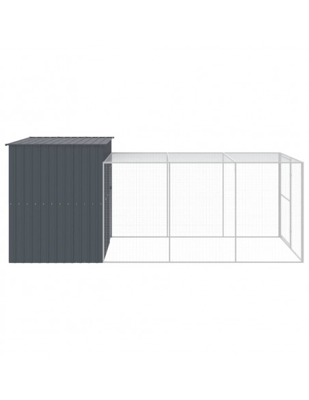 Casetta Cani con Corsa Antracite 214x457x181 cm Acciaio Zincato