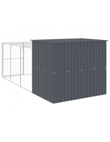 Casetta Cani con Corsa Antracite 214x457x181 cm Acciaio Zincato