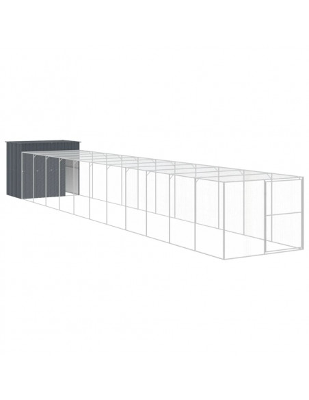 Casetta Cani con Corsa Antracite 214x1273x181cm Acciaio Zincato
