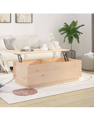 Tavolino da Salotto 100x50x35 cm in Legno Massello di Pino