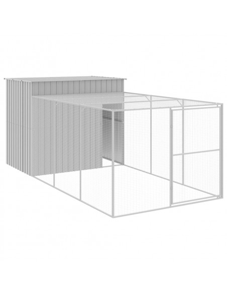 Casetta Cani Corsa Grigio Chiaro 214x457x181 cm Acciaio Zincato