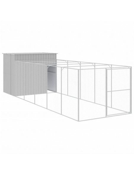 Casetta Cani Corsa Grigio Chiaro 214x661x181 cm Acciaio Zincato
