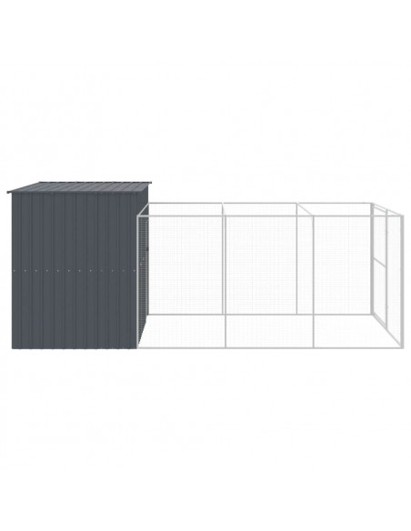 Casetta Cani con Corsa Antracite 214x457x181 cm Acciaio Zincato