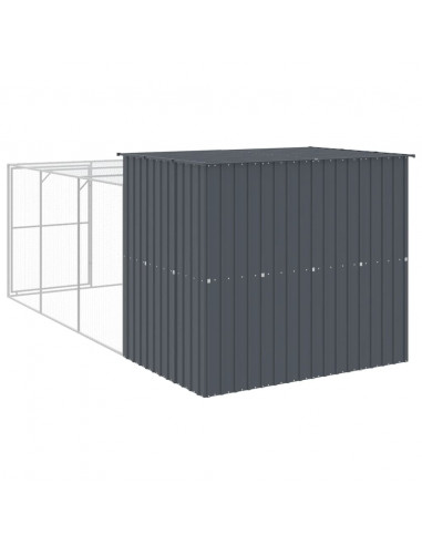 Casetta Cani con Corsa Antracite 214x457x181 cm Acciaio Zincato