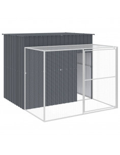 Casetta Cani con Corsa Antracite 214x253x181 cm Acciaio Zincato 2