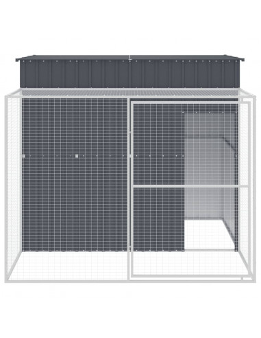 Casetta Cani con Corsa Antracite 214x253x181 cm Acciaio Zincato