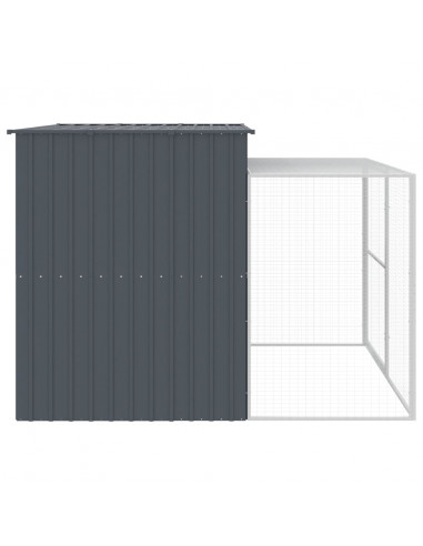 Casetta Cani con Corsa Antracite 214x253x181 cm Acciaio Zincato