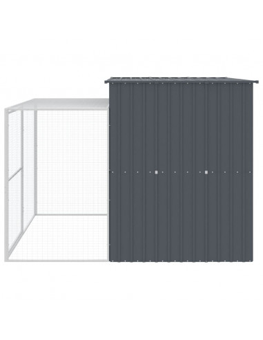 Casetta Cani con Corsa Antracite 214x253x181 cm Acciaio Zincato