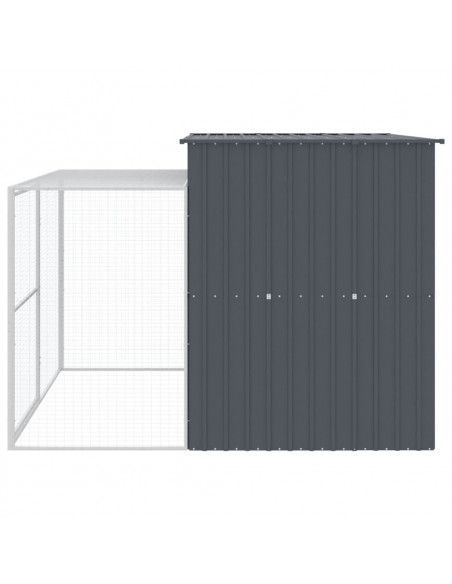 Casetta Cani con Corsa Antracite 214x253x181 cm Acciaio Zincato