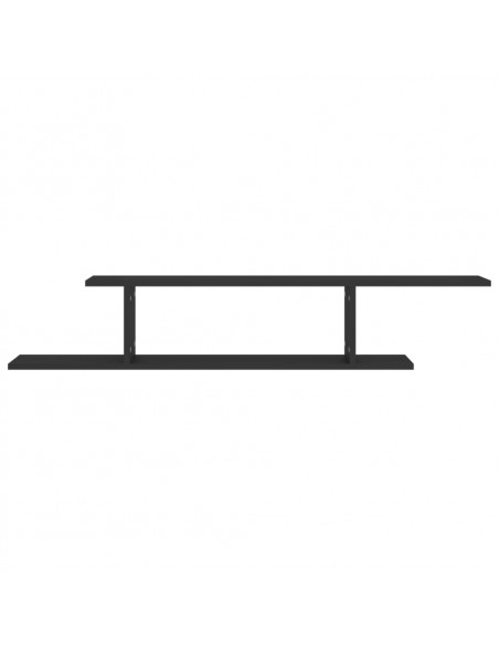 Scaffale TV a Parete Nero 125x18x23 cm Legno Multistrato