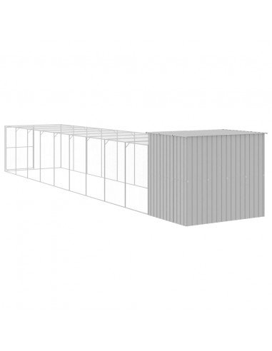 Casetta Cani Corsa Grigio Chiaro 214x1069x181cm Acciaio Zincato