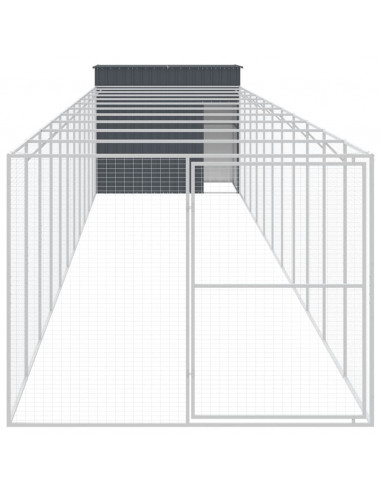 Casetta Cani con Corsa Antracite 214x1273x181cm Acciaio Zincato