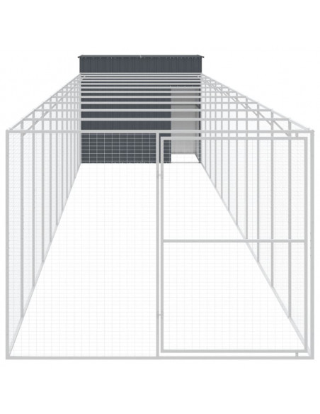 Casetta Cani con Corsa Antracite 214x1273x181cm Acciaio Zincato