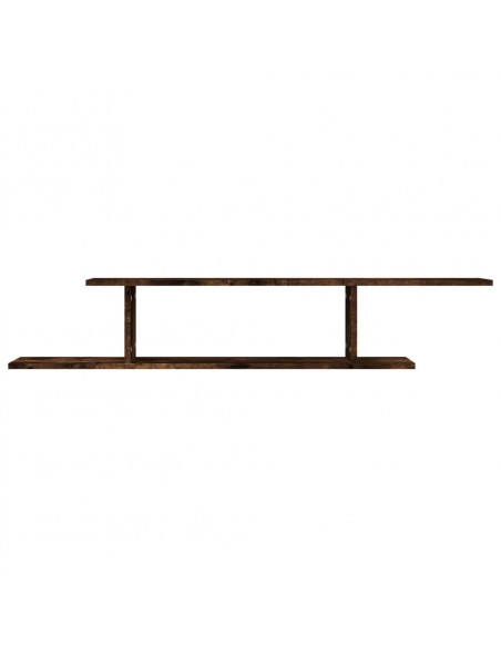 Scaffale TV a Parete Rovere Fumo 125x18x23 cm Legno Multistrato