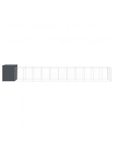 Casetta Cani con Corsa Antracite 214x1273x181cm Acciaio Zincato