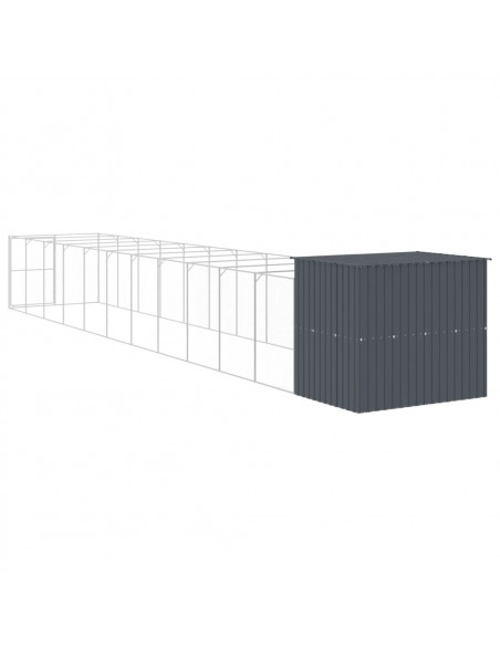 Casetta Cani con Corsa Antracite 214x1273x181cm Acciaio Zincato