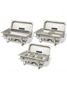 Set 3 pz Teglie Scaldavivande in Acciaio Inossidabile