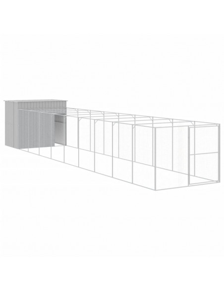 Casetta Cani Corsa Grigio Chiaro 214x1069x181cm Acciaio Zincato