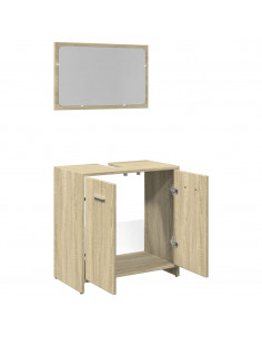 Set Mobili da Bagno 2 pz Rovere Sonoma in Legno Multistrato